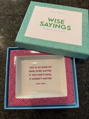 Two's Company Pink & White Porcelain Quote Tray